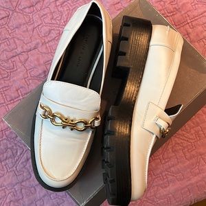 Charles & Keith White Loader with Gold Buckle Detail